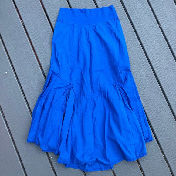 Luna Luz blue flare maxi peasant slit skirt - Picture 1 of 10